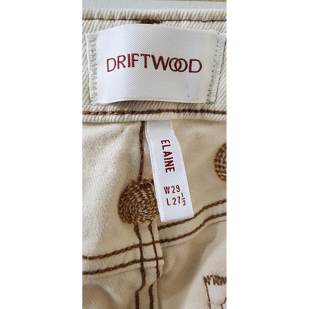 Driftwood Elaine Embroidered Celestial Moon Snake Jeans Cream 29 NEW - Picture 6 of 9